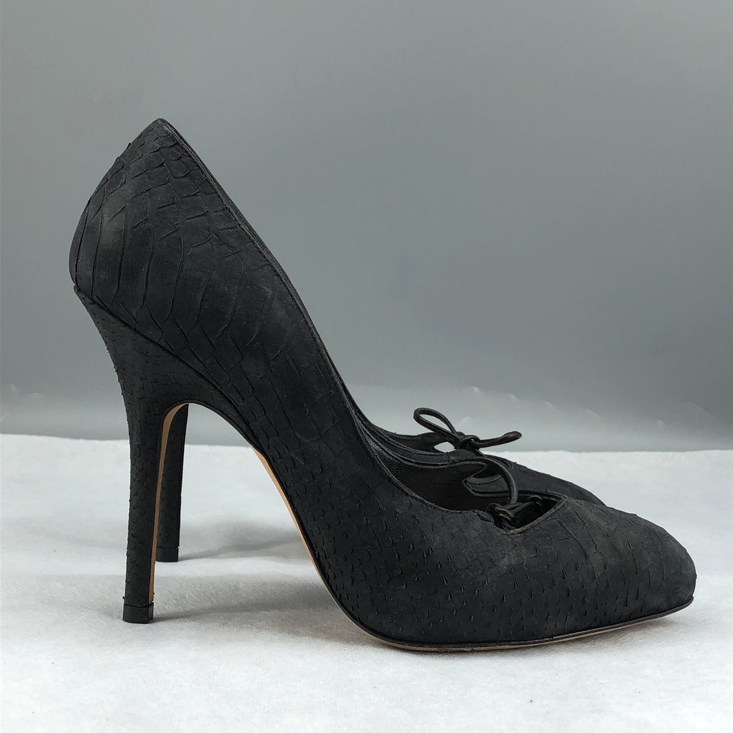 Christian Dior Black Textured Suede Bow Pointed Stiletto Pumps 35