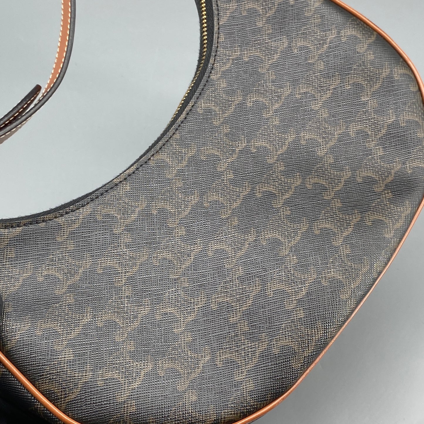 Celine Ava Black Caramel Print Hobo Shoulder Bag