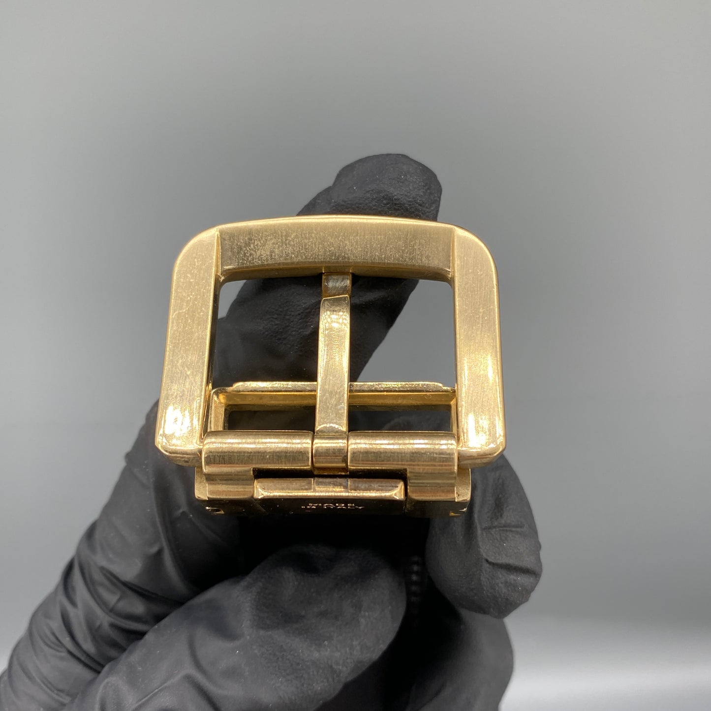 Ferragamo White Smooth Leather Gold Square Pin Buckle Belt 110cm