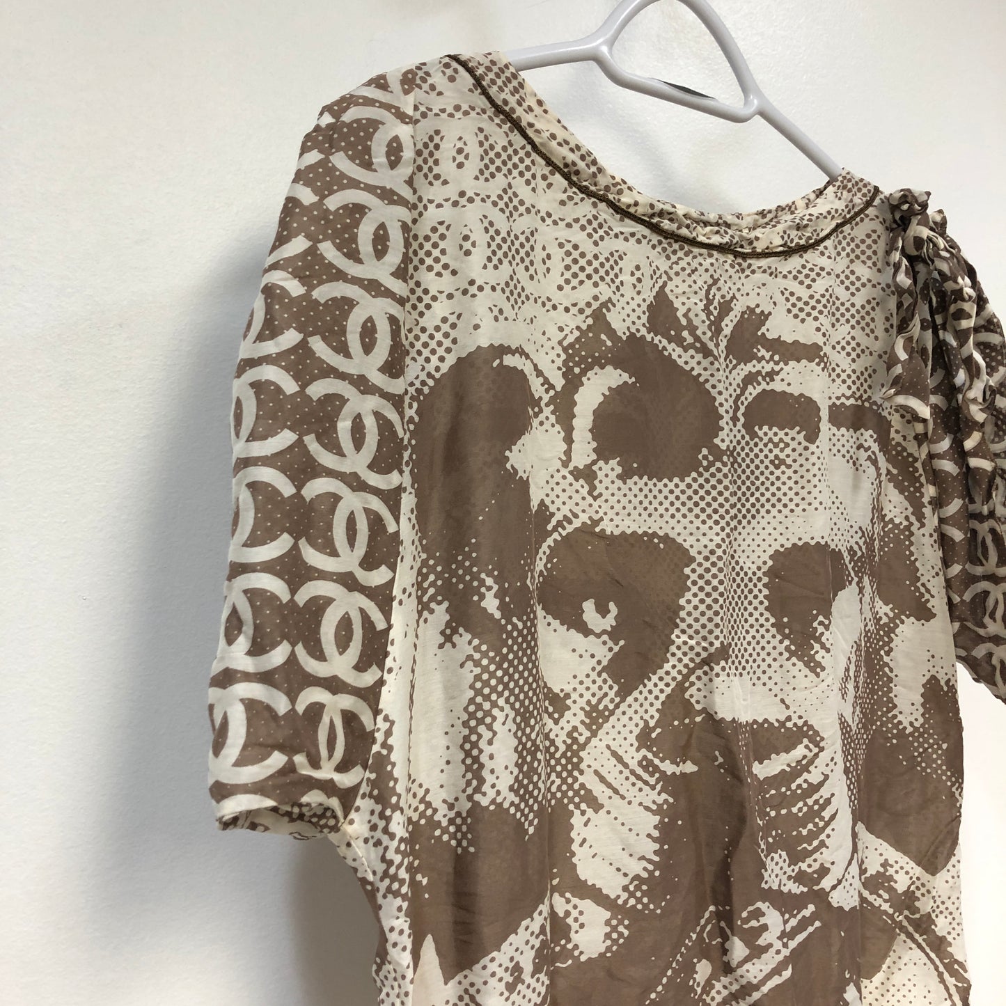 Chanel Cream/Brown Lion Print Top Size 42