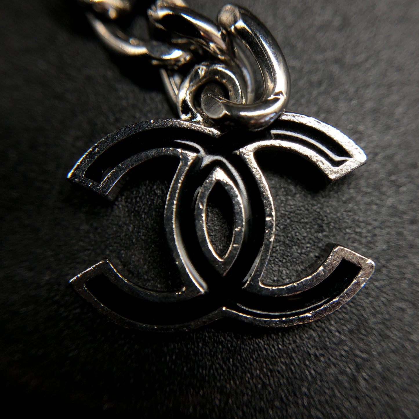 Chanel Black/Silver Interlocking CC Logo Chain Belt/Necklace