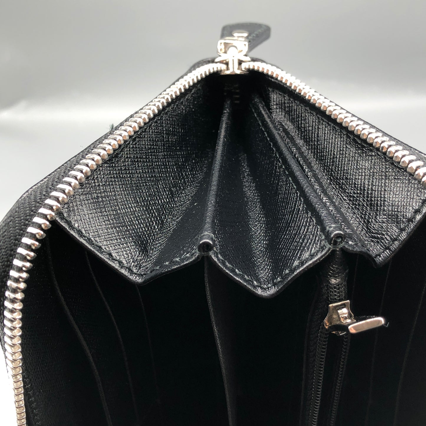 Salvatore Ferragamo Black Gancini Zip-Around Long Wallet