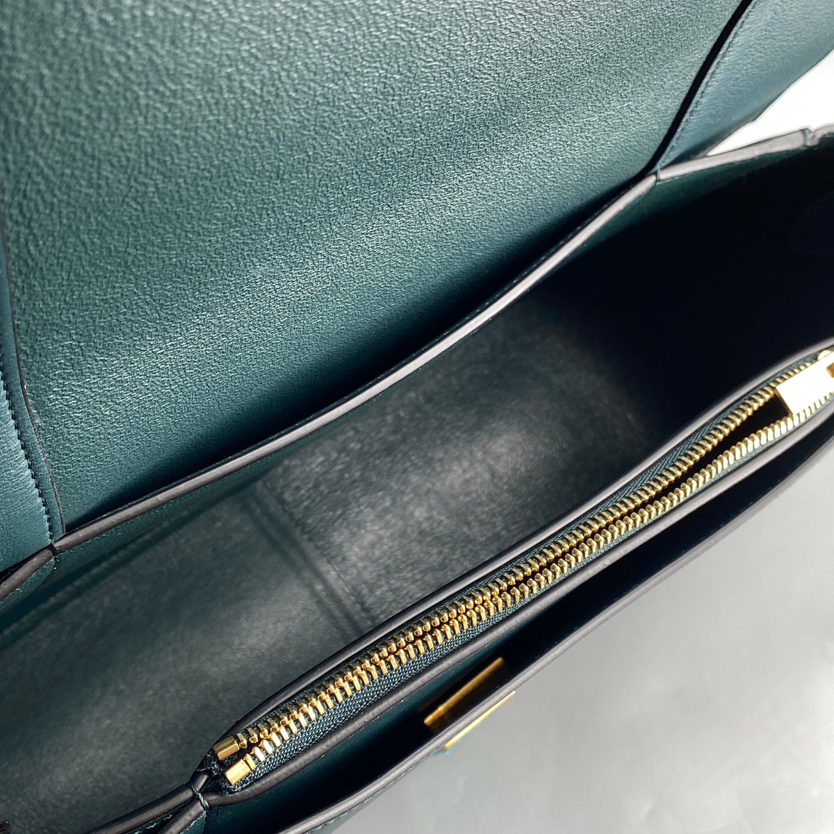 Celine New Frame Shoulder Bag Navy Green Leather