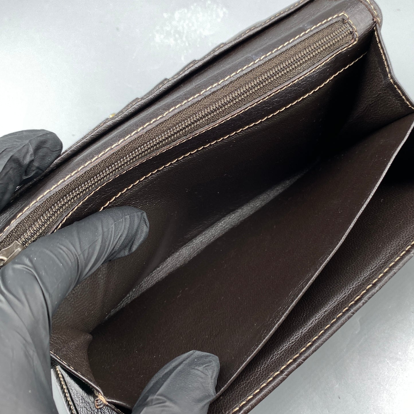 Gucci GG Embossed Deep Brown Leather Long Wallet