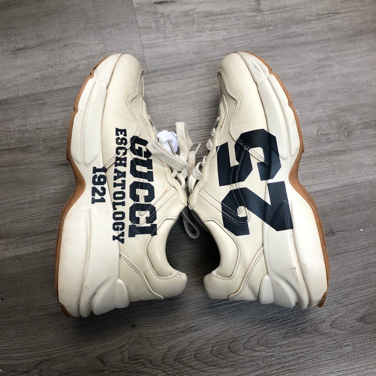 Gucci Rhyton Vintage Print Leather Dad Sneaker Shoes 36 Ivory