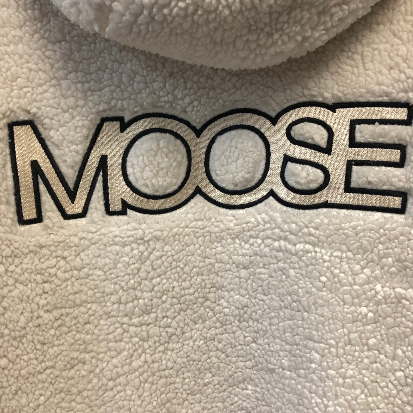 Moose Knuckles White/Black Sherpa Zip-Up Hoodie Size L