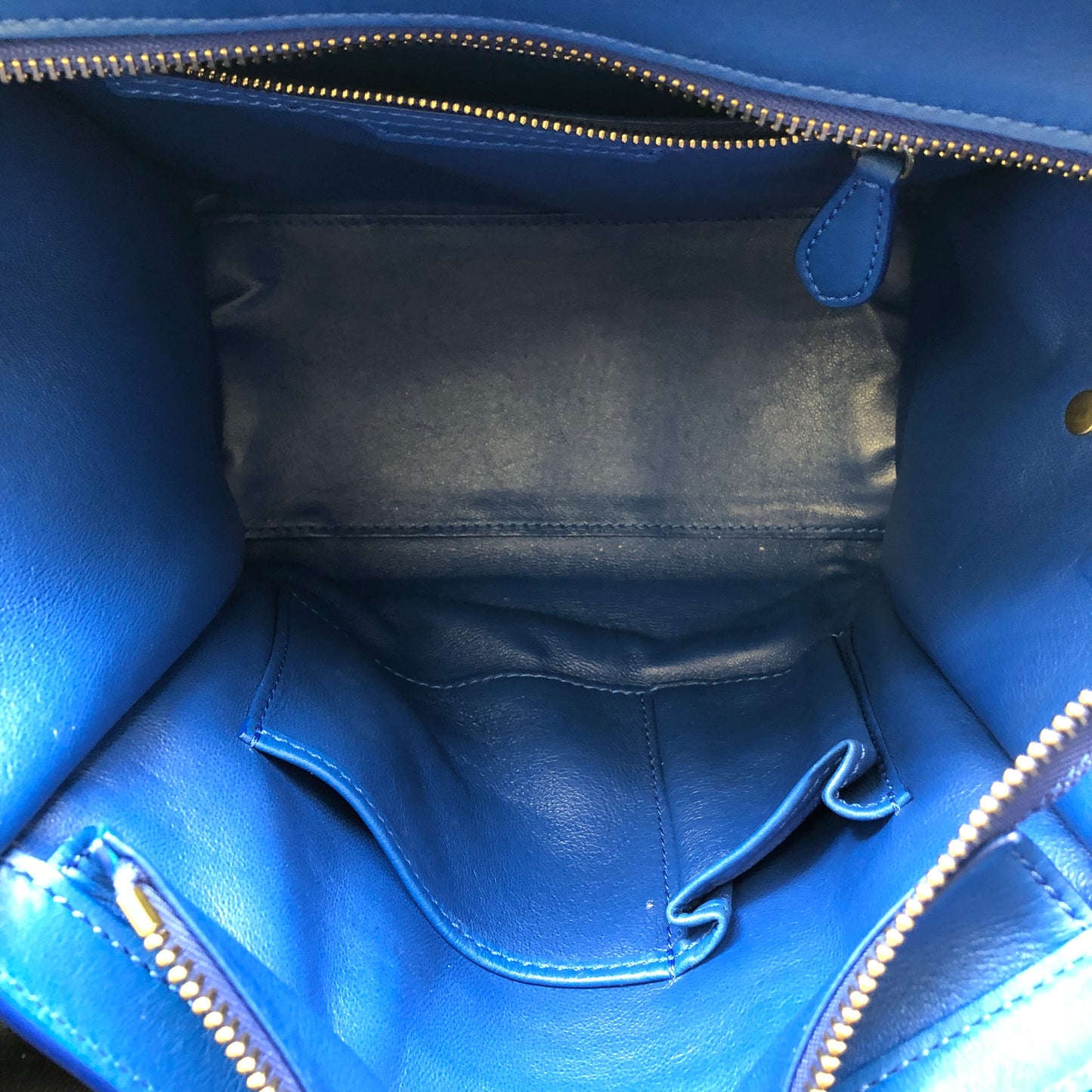 Celine Royal Blue Smooth Leather Luggage Handbag