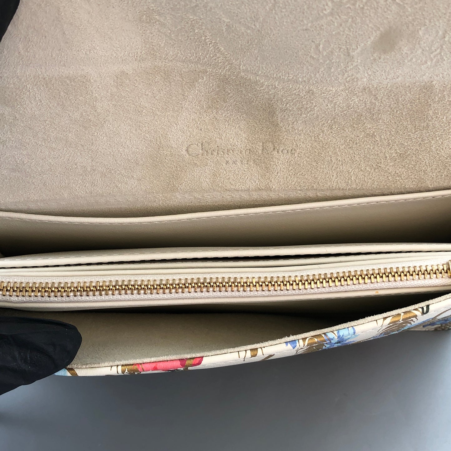 Christian Dior Floral Print Chain Clutch Cream/Multi