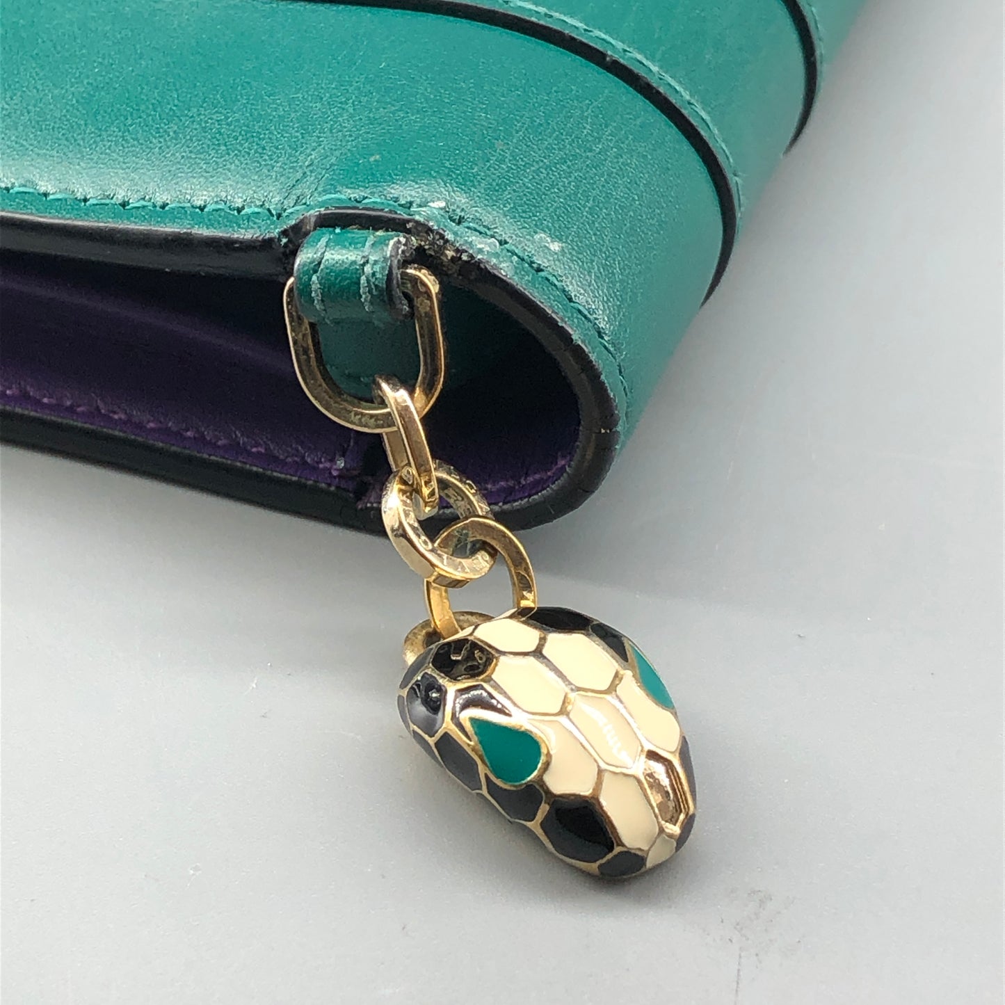Bvlgari Serpenti Forever Green & Purple Leather  Wallet