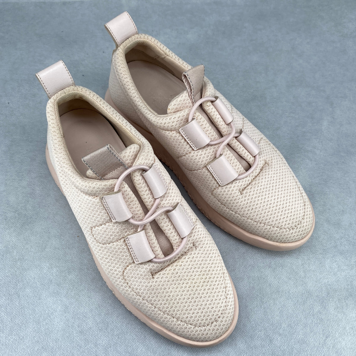 Hermes Blush Pink Knit Fabric Lace Up Sneaker Shoes Size 37.5