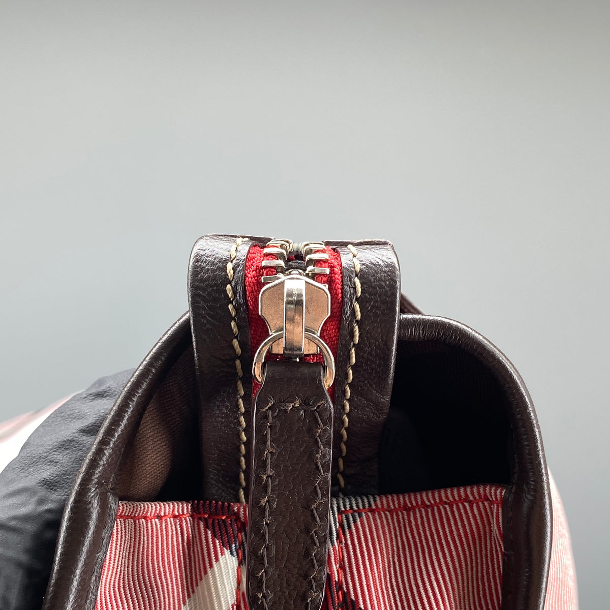 Burberry Pink Wine Check Tote Bag