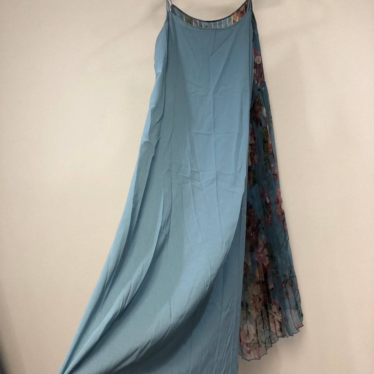 Gucci Blue Floral Print Two-Layer Slip Dress Size 38