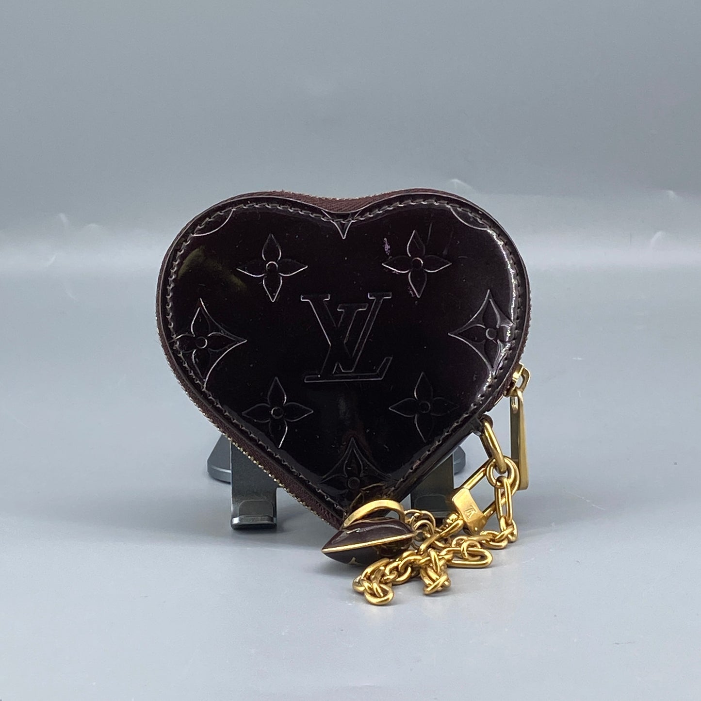 Louis Vuitton Deep Purple Monogram Vernis Heart Zip Coin Purse