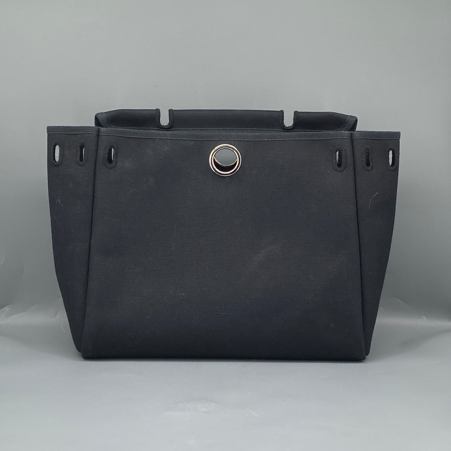 Hermes 2001 Herbag 31 Beige Canvas & Natural Caramel Cowhide Shoulder Bag