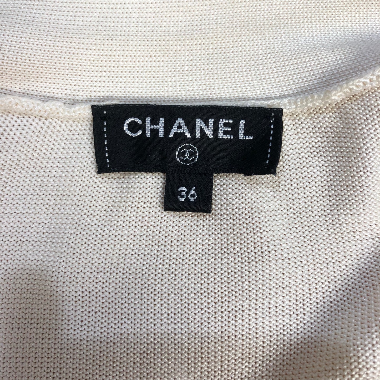Chanel Knit Button Cardigan Jacket Size 36 Cream