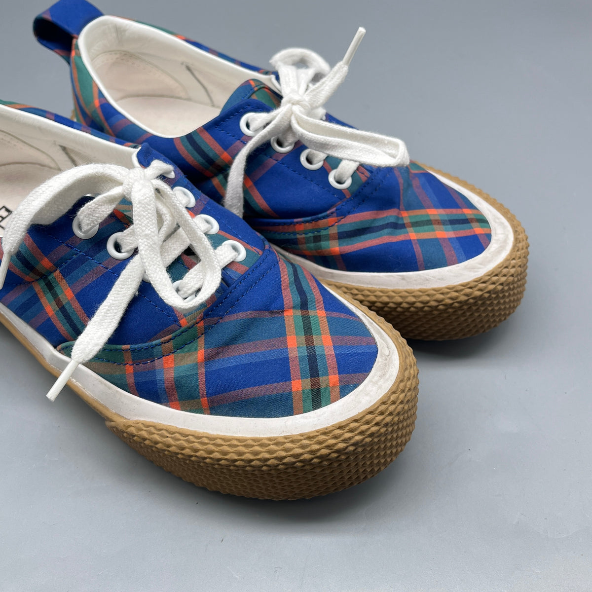 Celine Multi-color Plaid Canvas Women Low Top Sneakers Size 36
