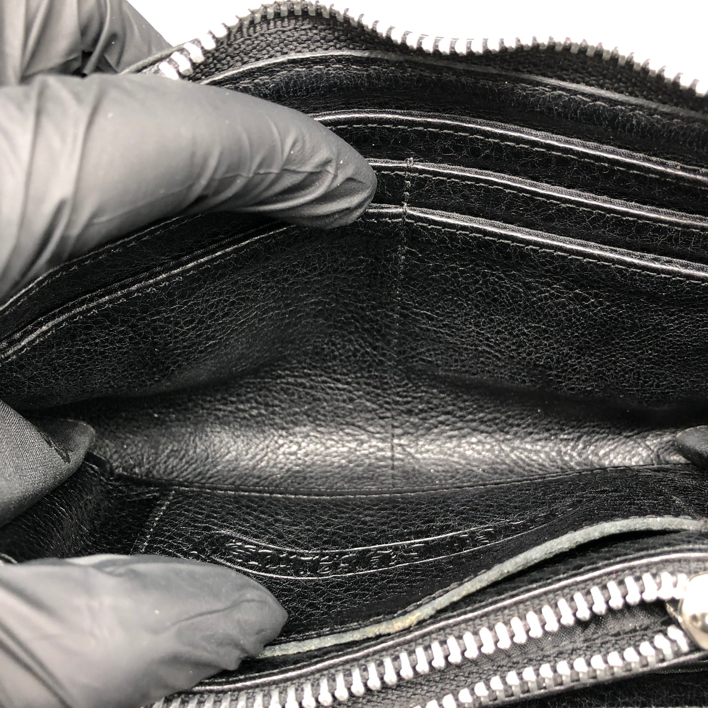 Chrome Hearts Black Leather Zip Around Long Wallet