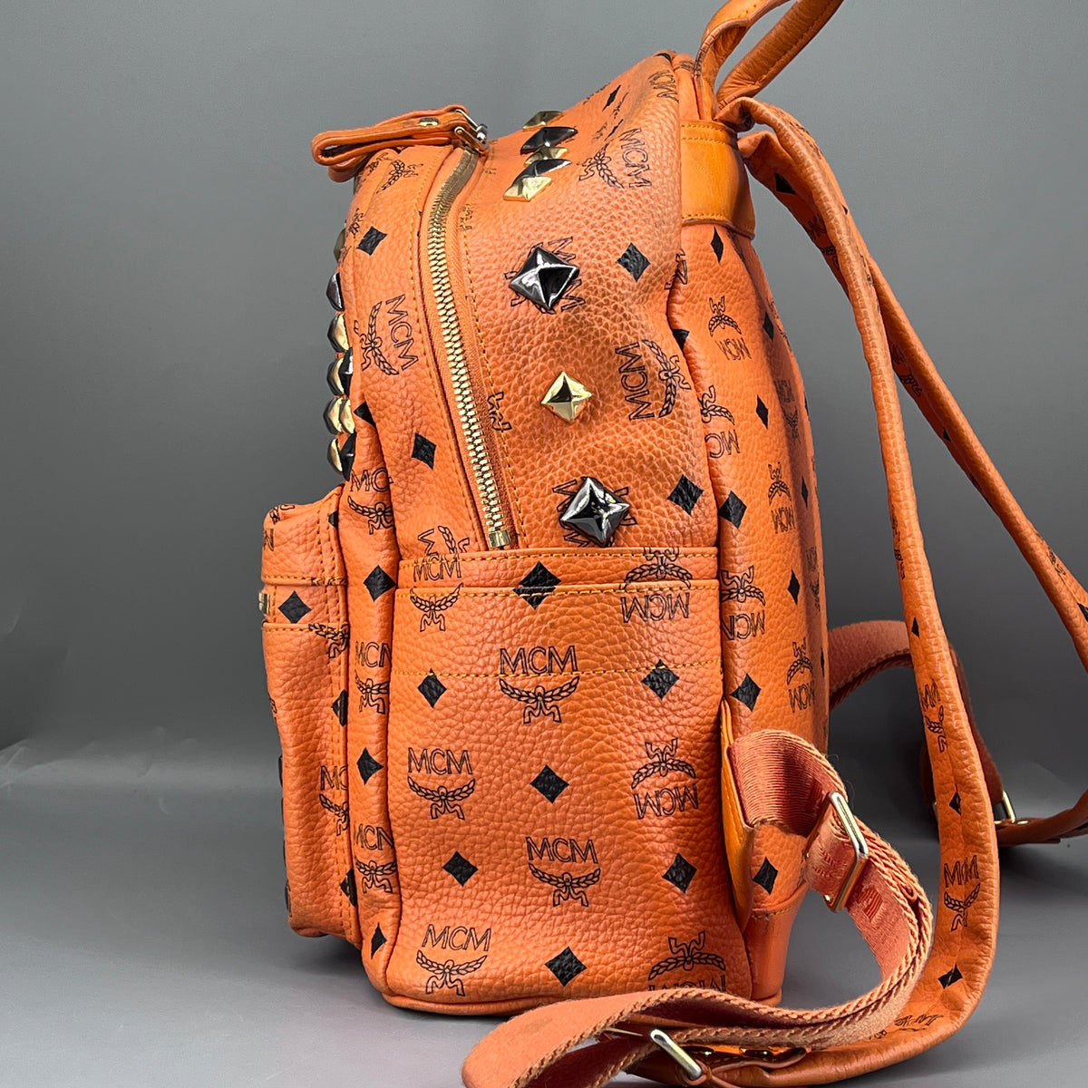 MCM Orange Visetos Backpack
