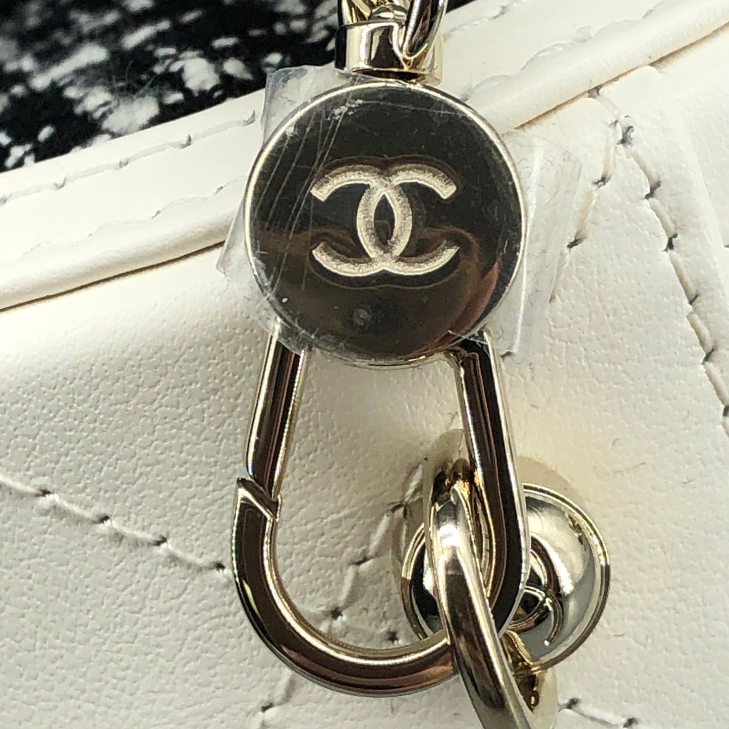 Chanel Tweed Round Mini Chain Coin Case Bag Charm