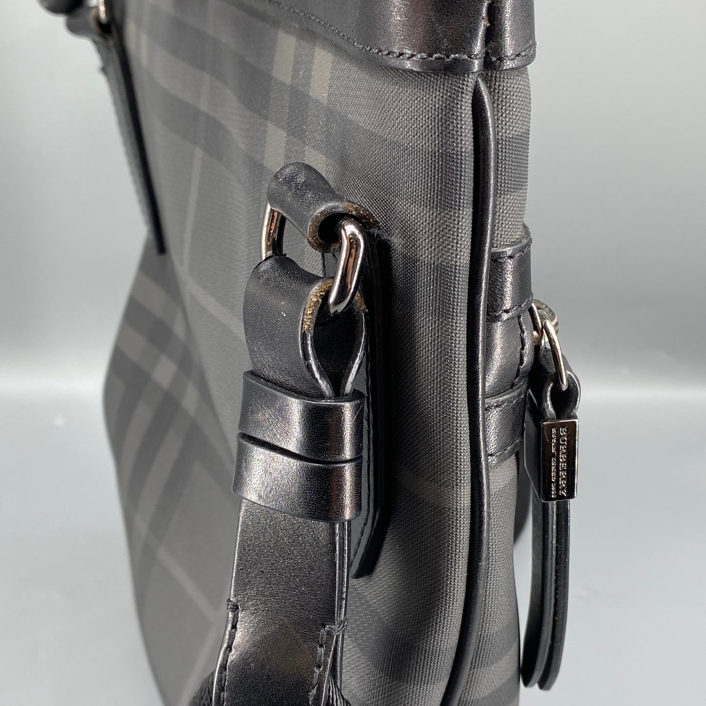 Burberry Black Check Crossbody Messenger Bag