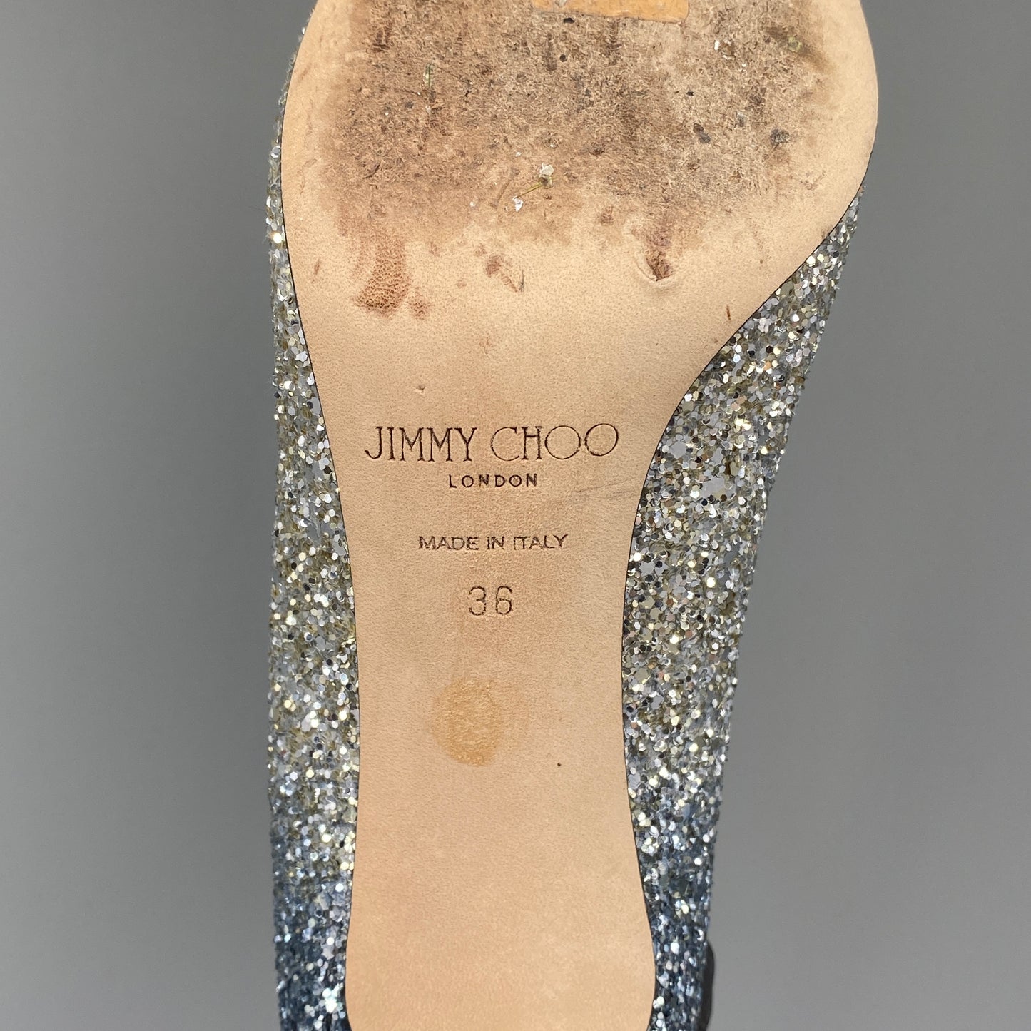 Jimmy Choo Women's Silver Glitter Pointed Toe High Heel Pumps Size 36