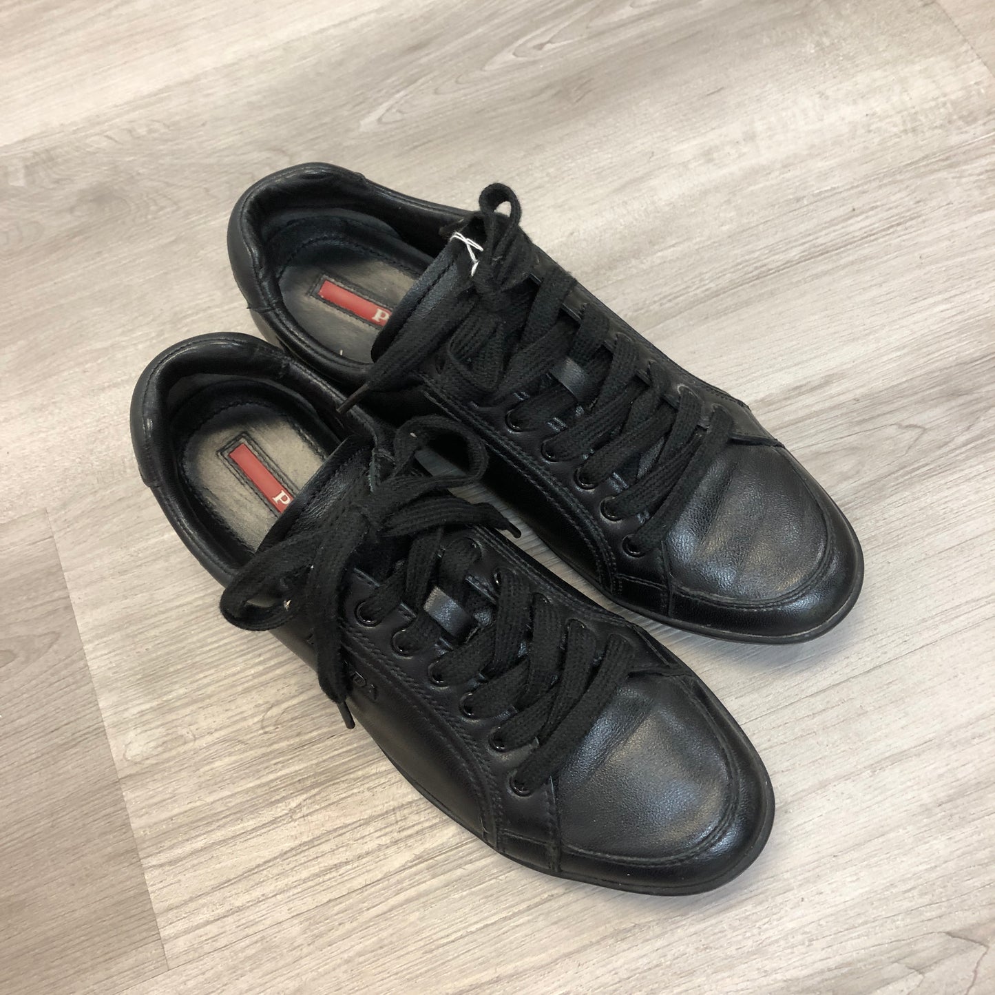 Prada Women's Black Leather Low-Top Sneakers Size 36