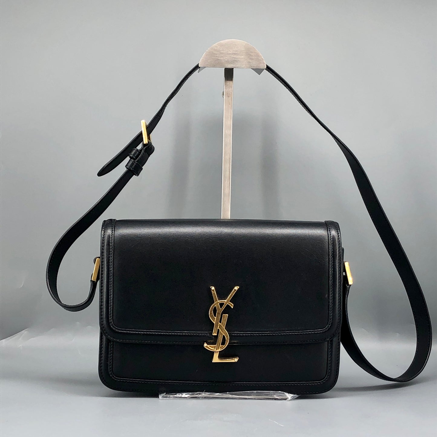 Saint Laurent Box Calfskin Solferino Satchel Bag Black