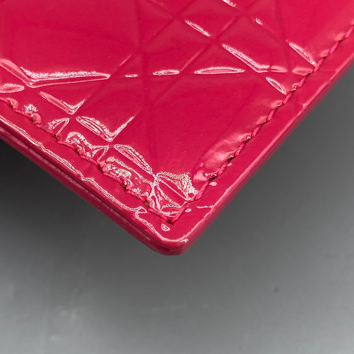 Christian Dior Cannage Patent Leather Card Holder Hot Pink