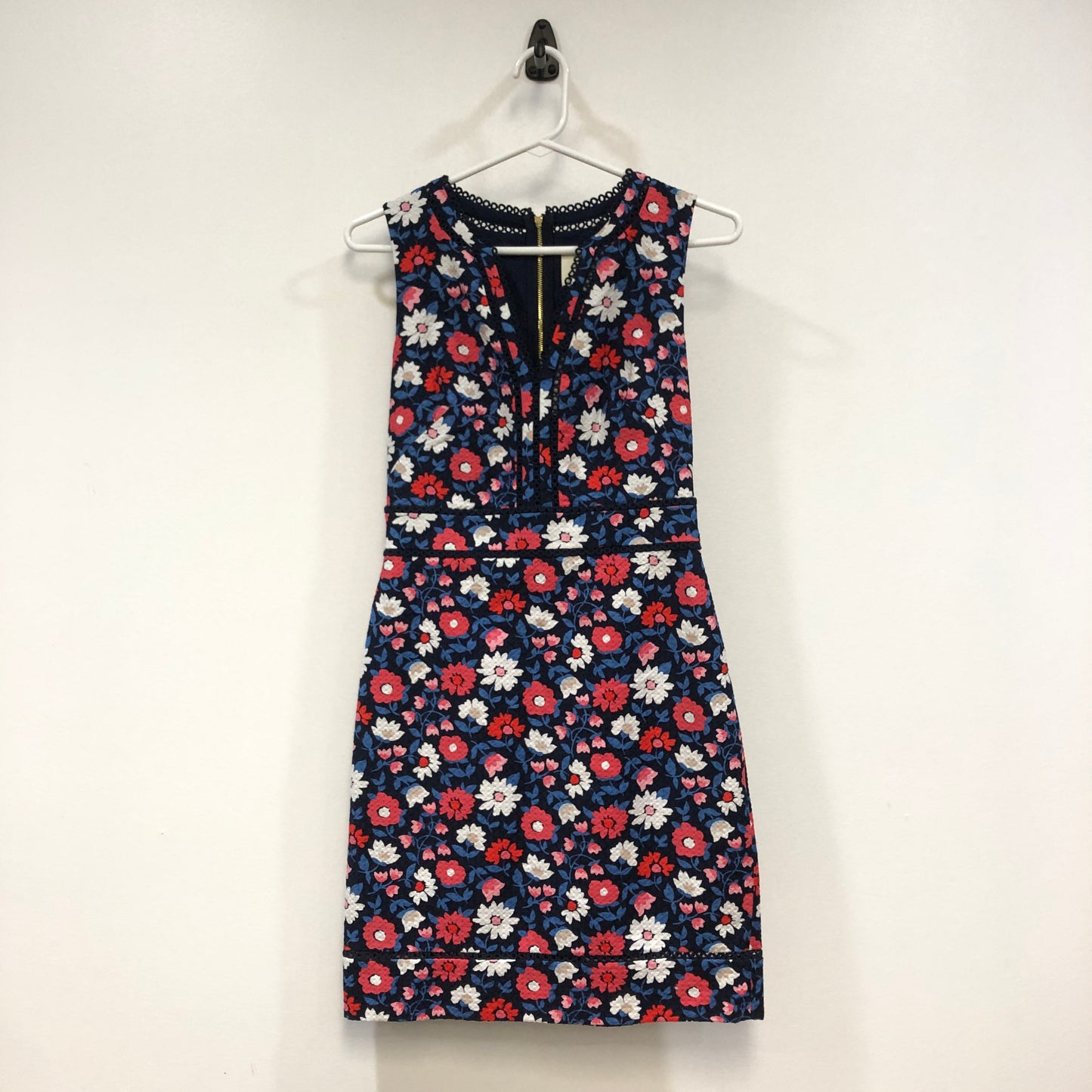 Kate Spade Floral Print Sleeveless Mini Shift Dress Size 0 Red/White/Blue