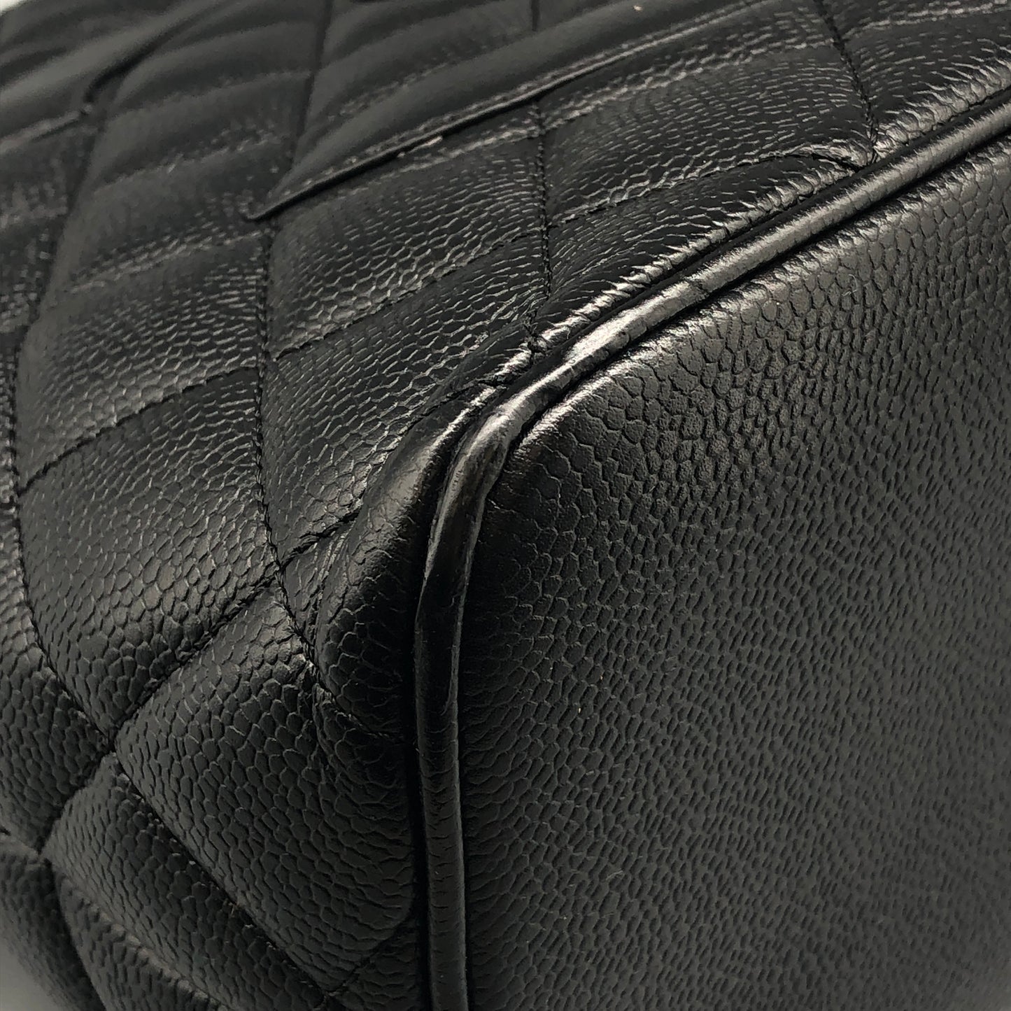 Chanel Quilted Caviar Leather CC Tote Bag Black