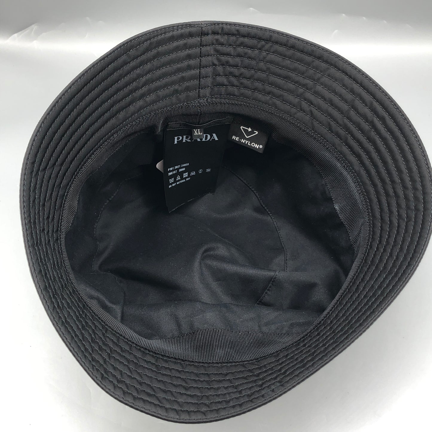 Prada Black Re-Nylon Triangle Logo Bucket Size XL