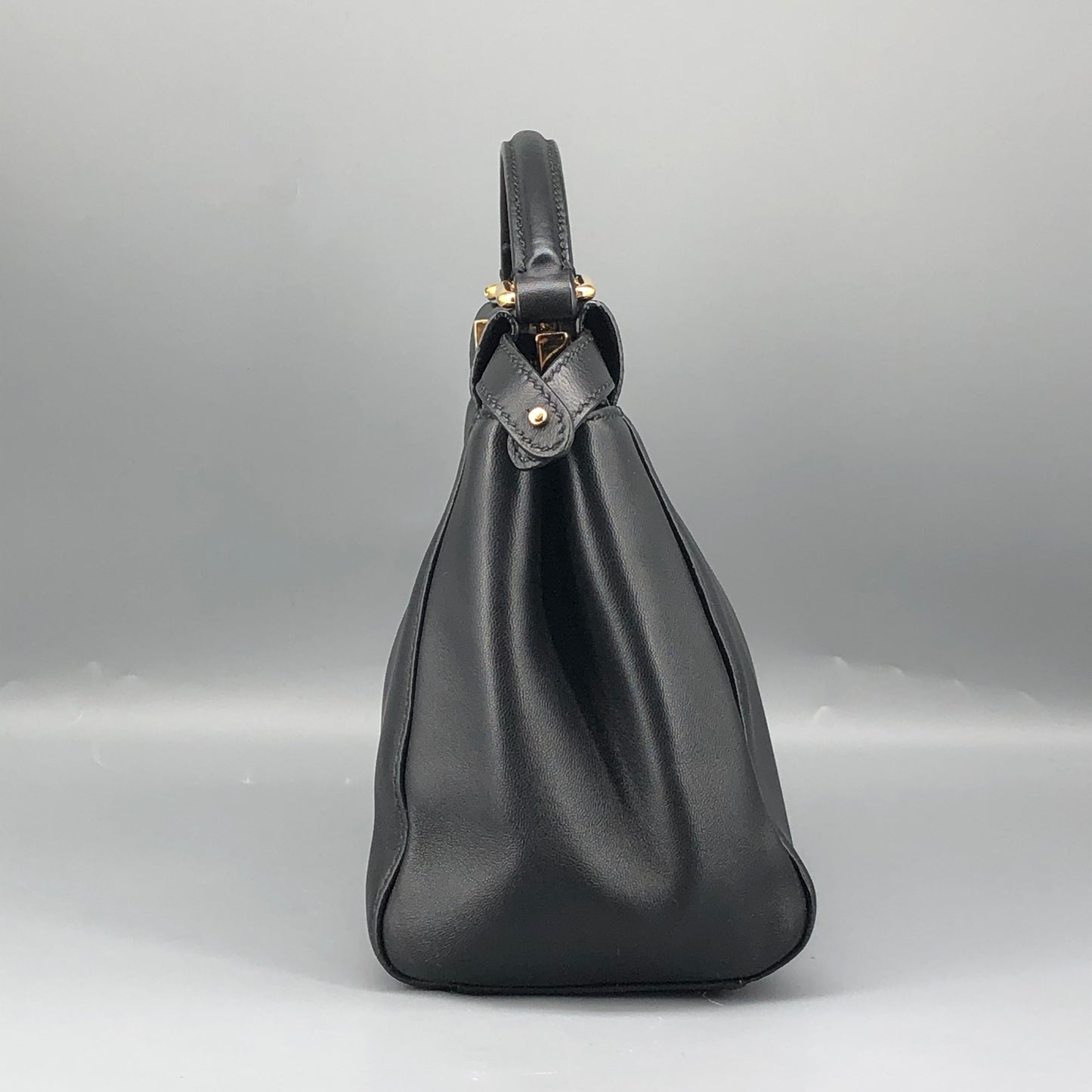 Fendi Mini Black Smooth Leather Peekaboo Handbag