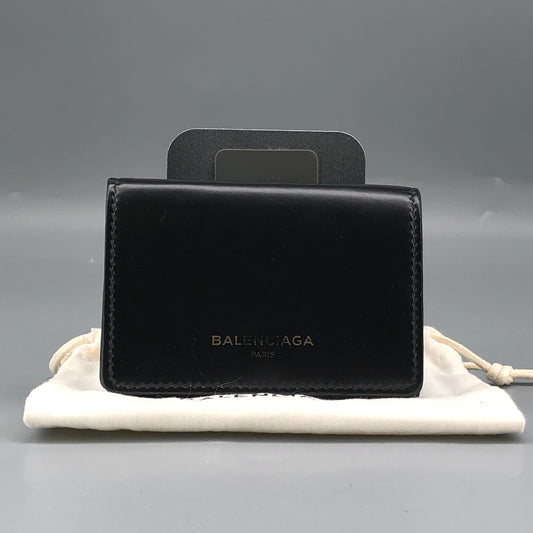 Balenciaga Black Smooth Leather Short Wallet