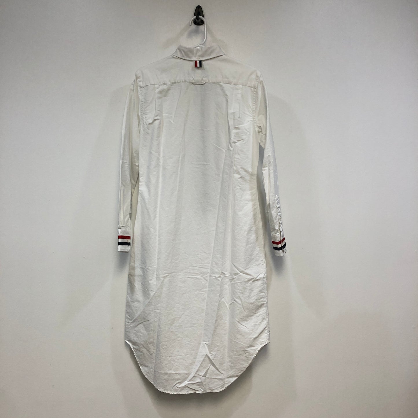 Thom Browne White Cotton Striped Cuff Shirt Dress 42