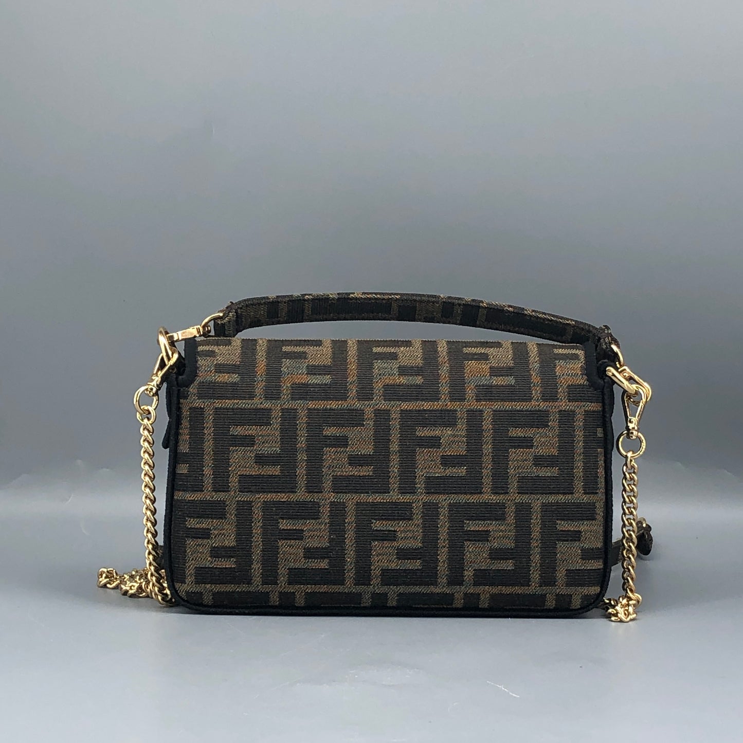 Fendi FF Zucca Baguette Mini Chain Bag Tobacco