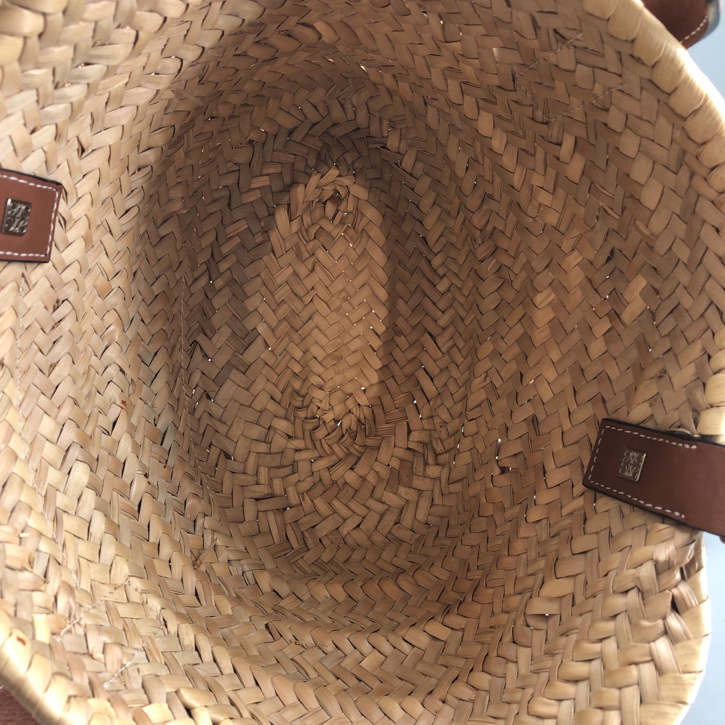 Loewe Anagram Straw Small Basket Tote Bag  Natural Straw