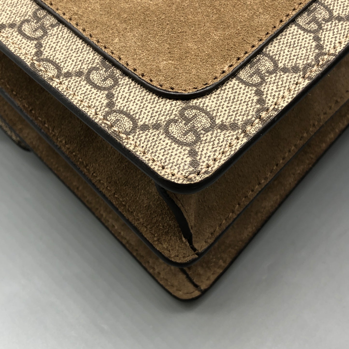 Gucci Dionysus GG Supreme Beige Suede Shoulder Bag