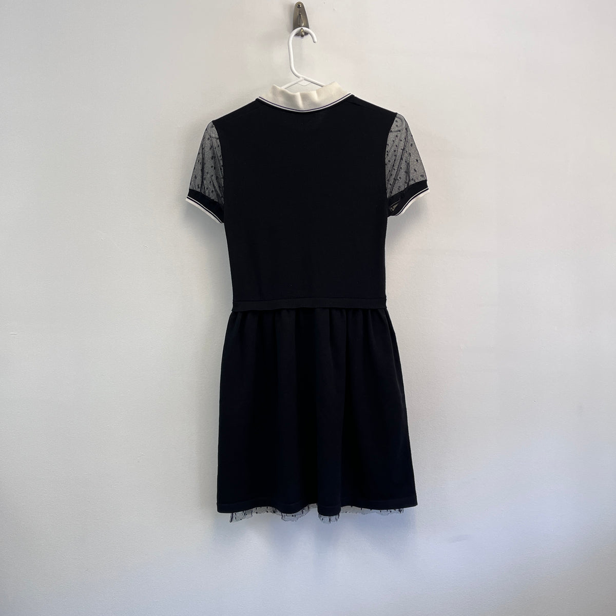 Red Valentino Black Contrast Collar Mesh Sleeve Dress Size S