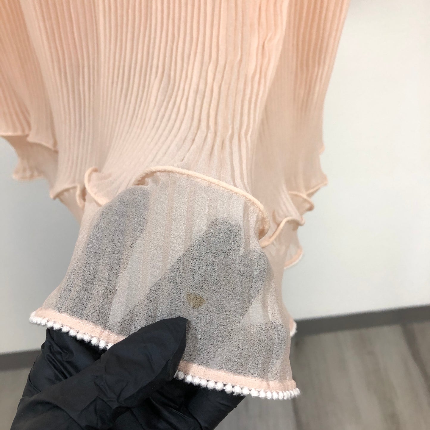 Chloe Pink Pleated Chiffon Ruffle Hem Dress Size 34