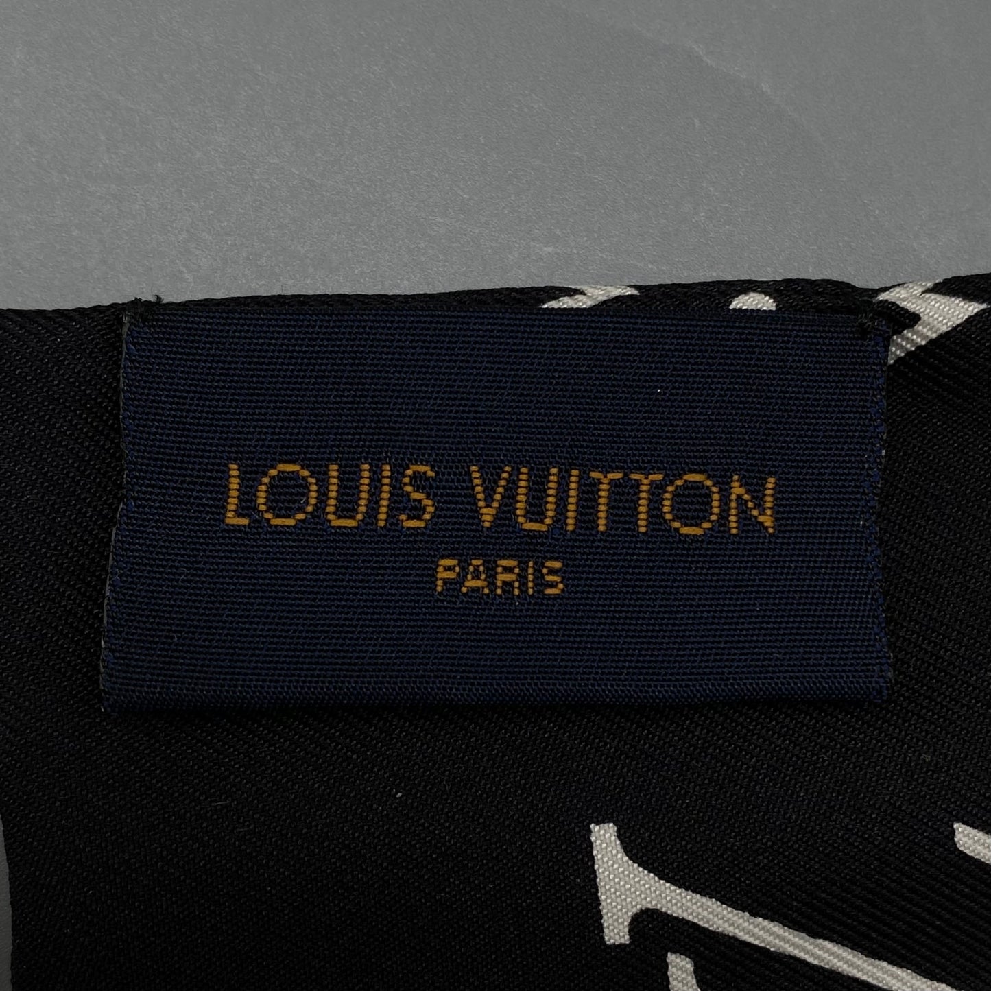 Louis Vuitton Monogram Silk Bandeau Scarf 7.5*116cm Black/White
