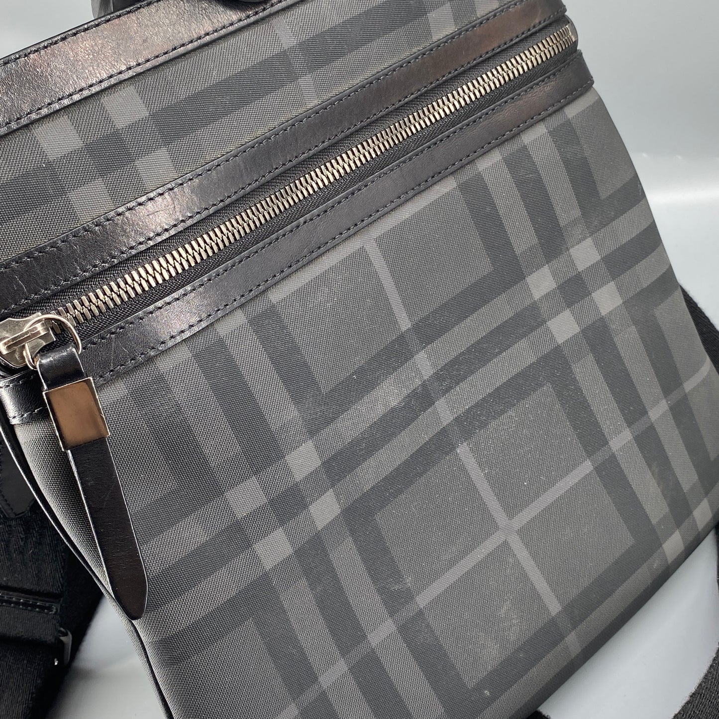 Burberry Black Check Crossbody Messenger Bag