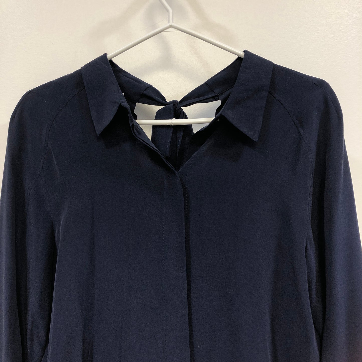 Cedric Charlier NWT Navy Blue Tie-Neck Blouse Size 38