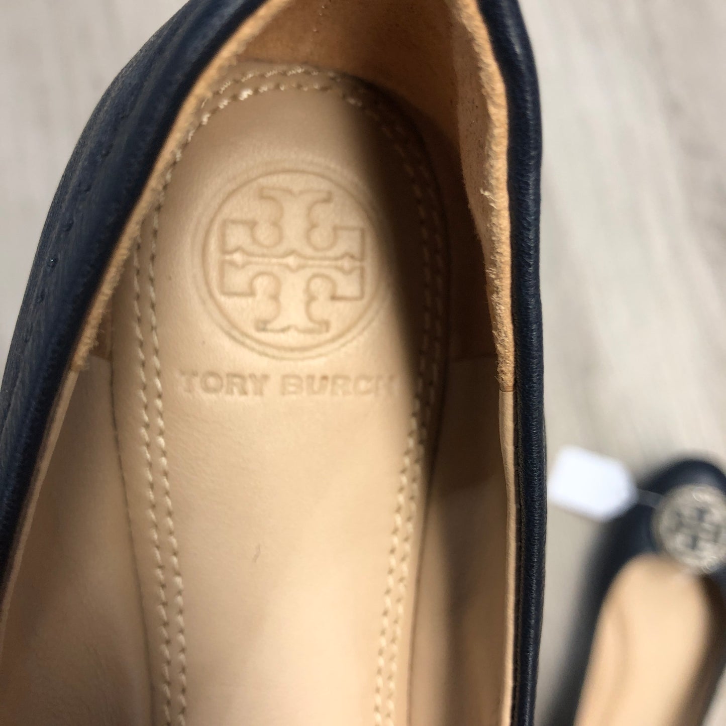 Tory Burch Reva Logo Ballet Flats 6M Navy Blue