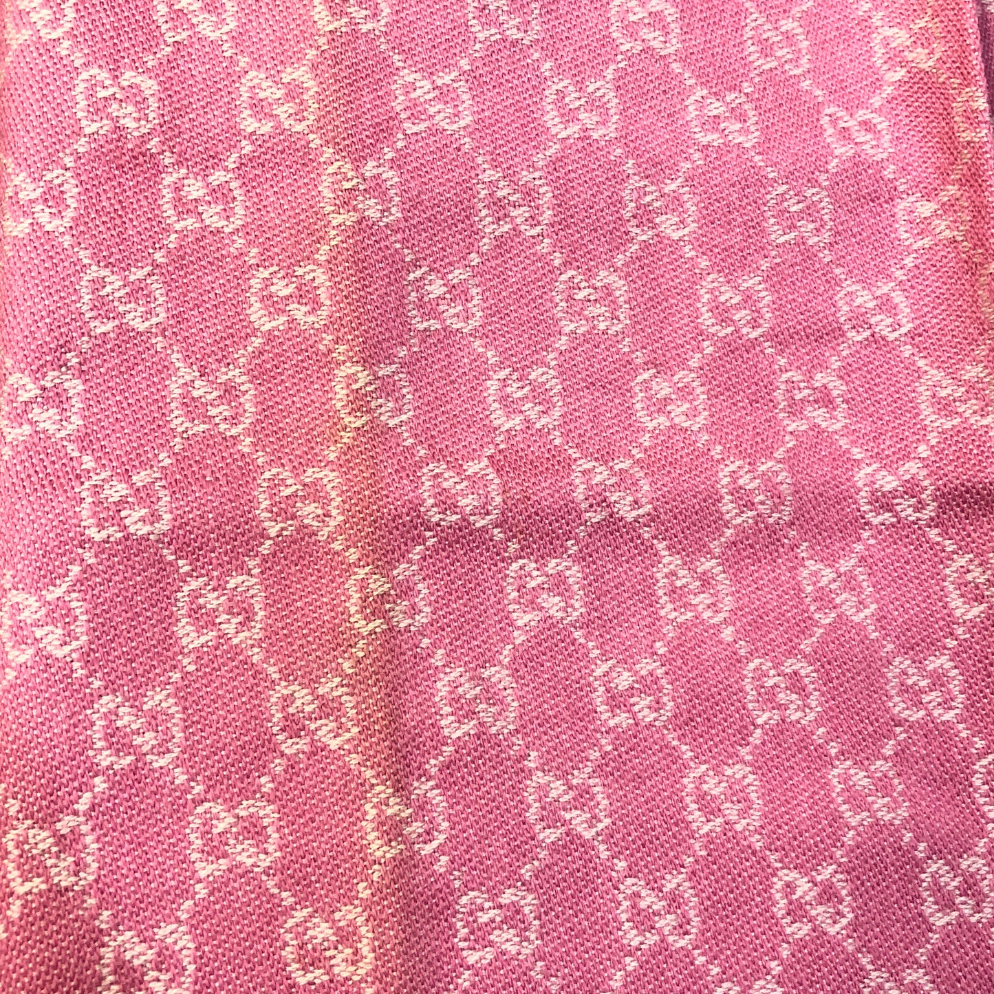 Gucci Pink & Light Pink Allover Pattern Fringed Scarf 180*48 cm