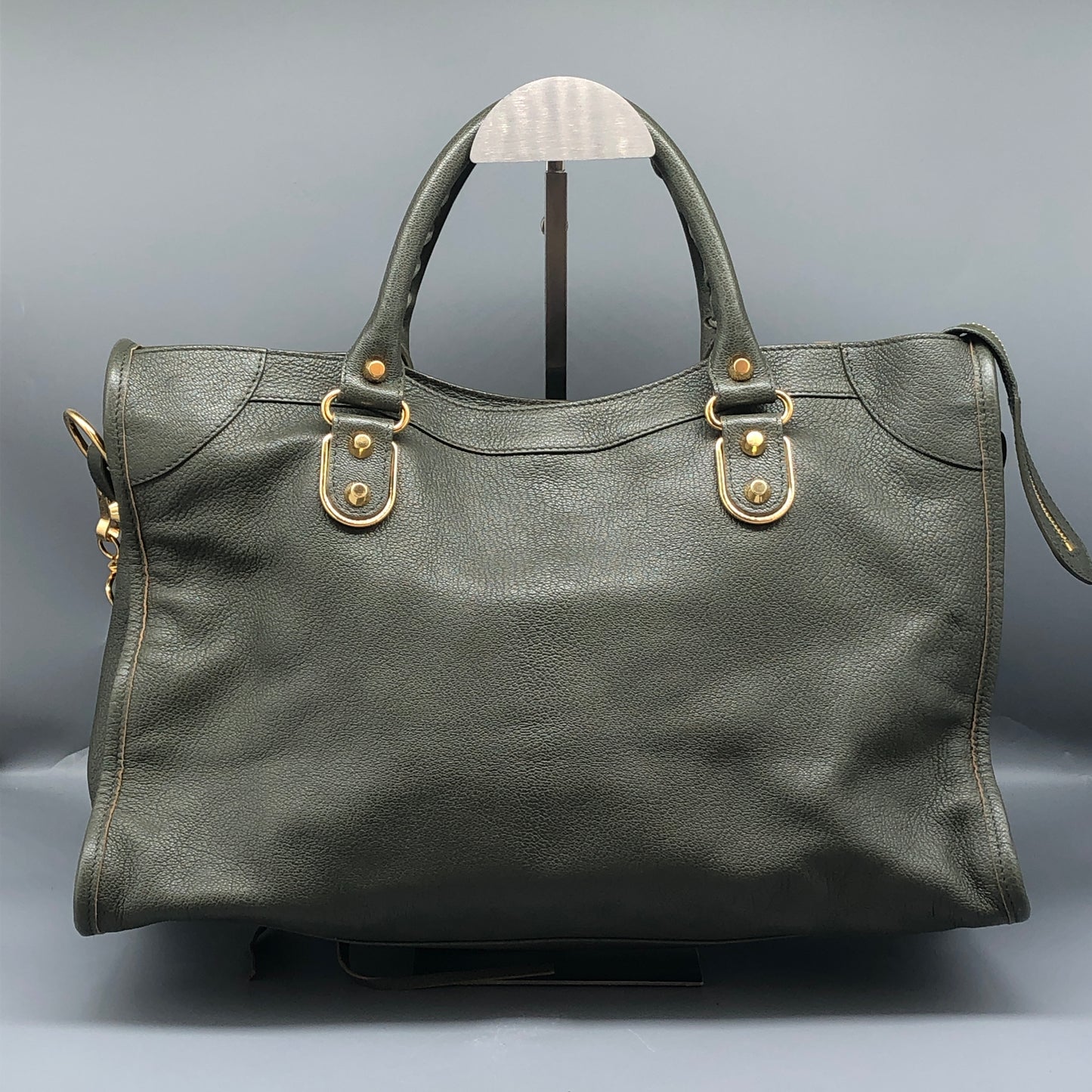 Balenciaga Classic Metallic Edge City Bag Olive Leather Handbag