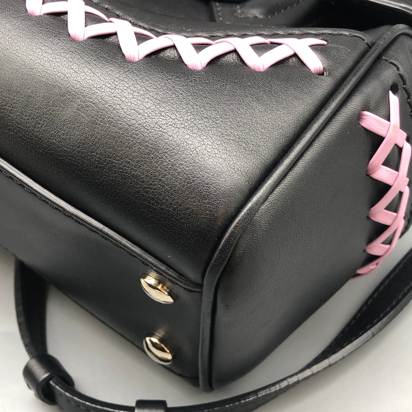 Versace La Medusa Black/Pink Leather Small Tote Bag