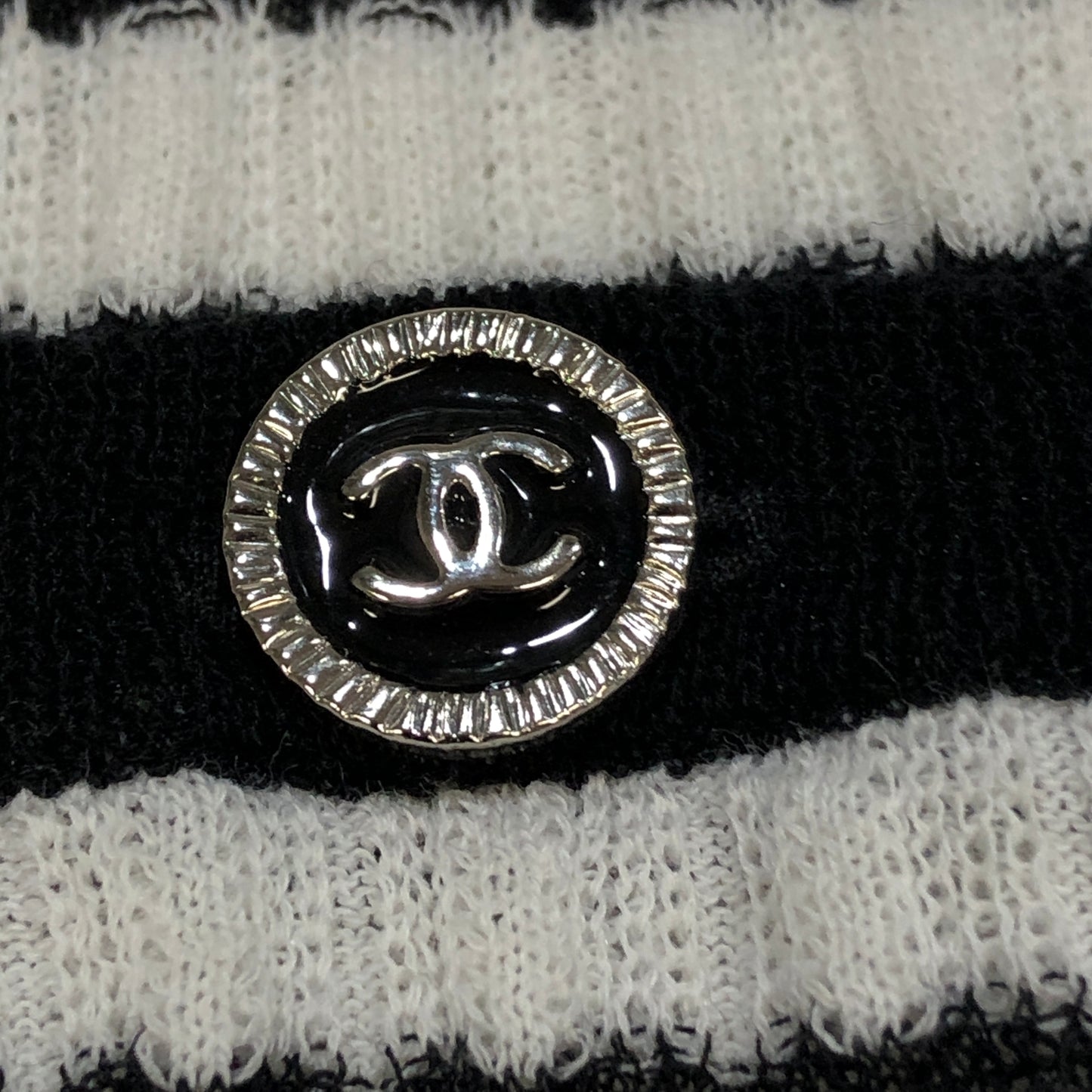 Chanel Black & White Striped Knit Midi Dress Size 36