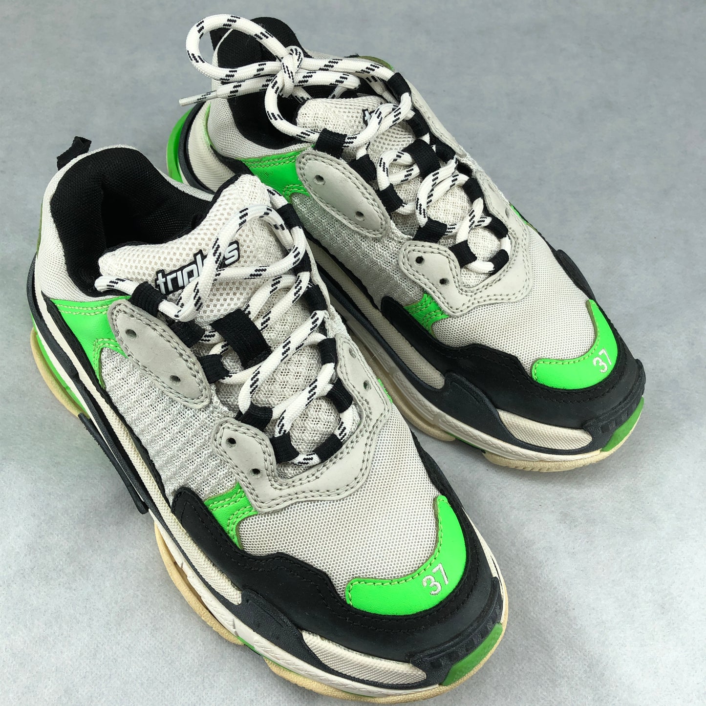 Balenciaga Women's Triple S Sneakers Grey Black Green Size 37