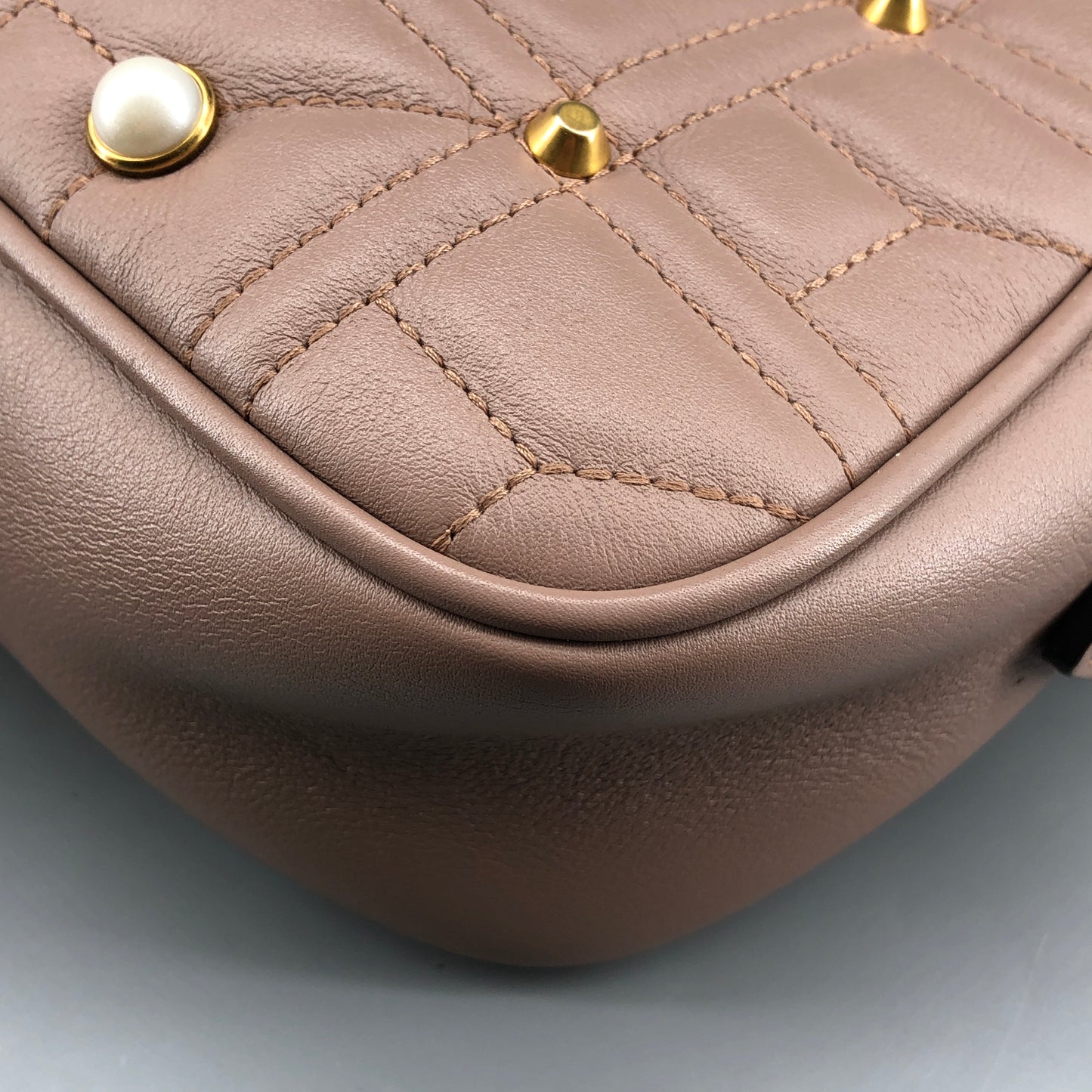 Gucci Dirty Pink Quilted Pearl GG Camera Crossbody Bag