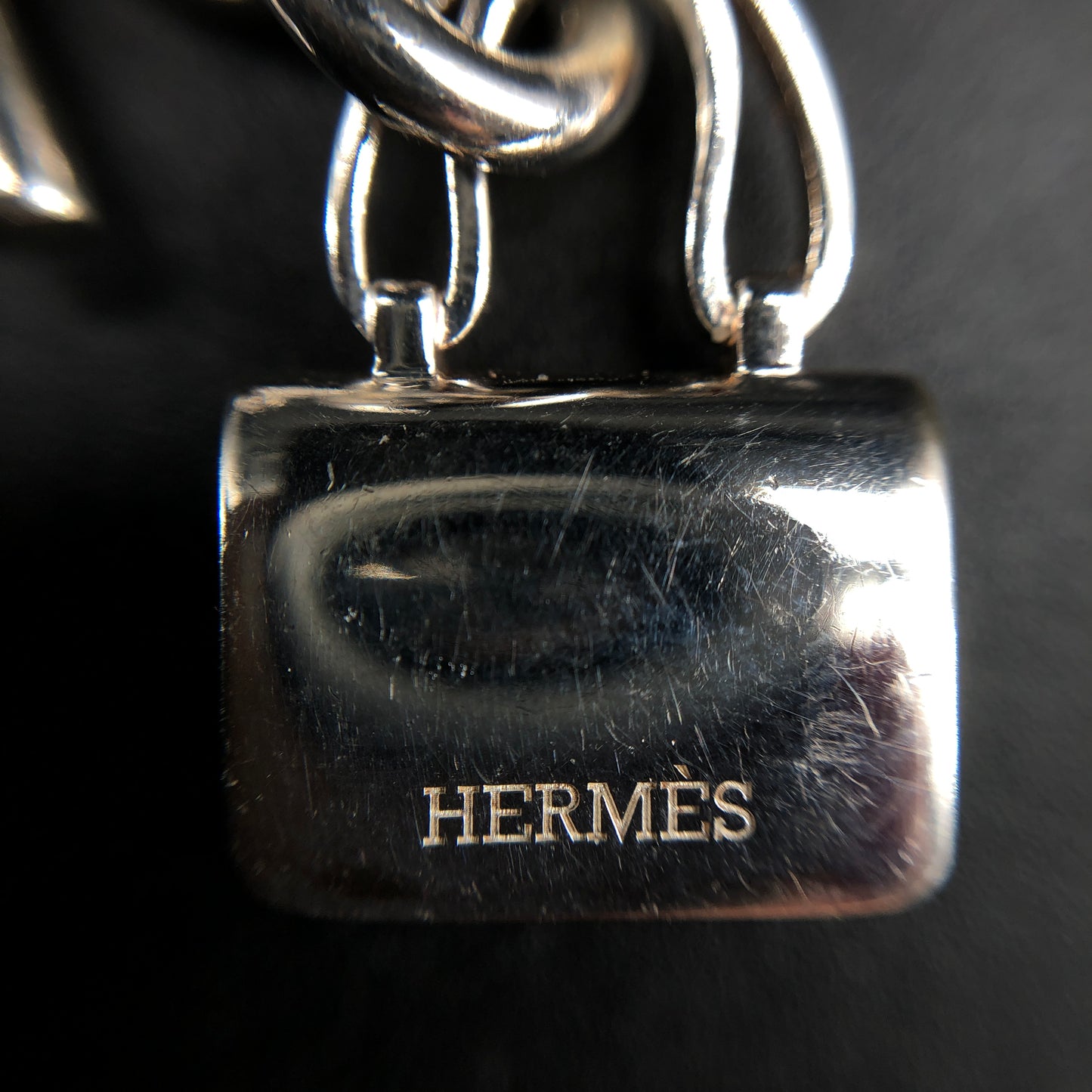 Hermes 925 Silver Mini Kelly Padlock Pendant Necklace
